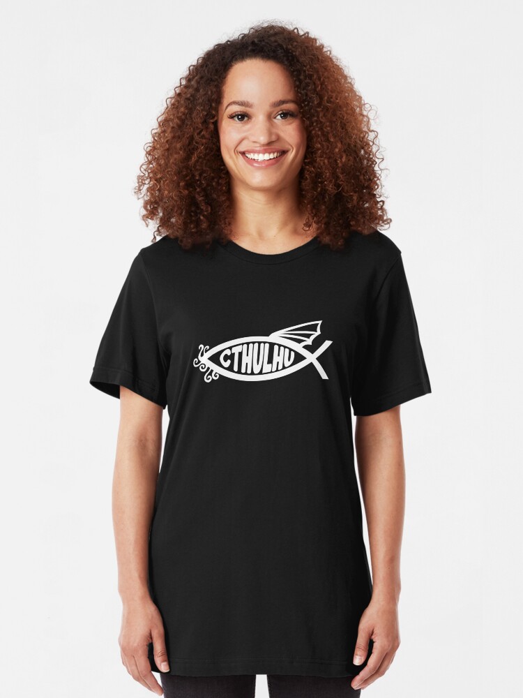 Alternate view of Cthulhu Fish Slim Fit T-Shirt
