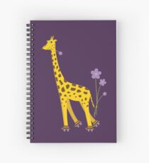 Purple Cartoon Funny Giraffe Roller Skating Spiral Notebook