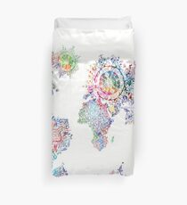Funda nórdica mapa del mundo mandala blanco