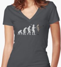 Evolution der Bohne (weiß) Tailliertes T-Shirt mit V-Ausschnitt