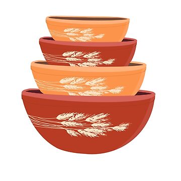 Vintage Pyrex Autumn Harvest Wheat Nesting Mixing Bowls w/Lids (Set of 3)