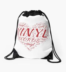 Vinyl Records Heart Drawstring Bag