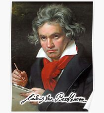 Ludwig van Beethoven, German composer and pianist. Portrait, on Black Poster