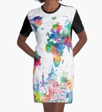 Weltkarte T-Shirt Kleid