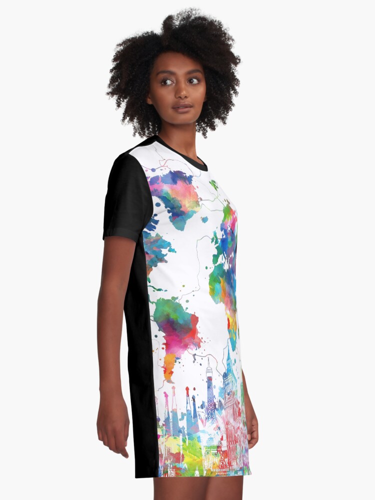 Alternate view of world map Graphic T-Shirt Dress