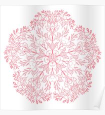 Spring Cherry blossom Mandala- Peach / coral Poster