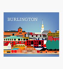 Burlington, Vermont - Skyline Illustration by Loose Petals Photographic Print