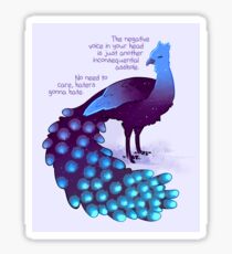"The Negative Voice is Just Another Asshole" Galaxy Peacock Sticker
