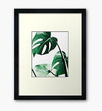 Monstera leaves,Tropical leaves, Green leaves, Leaf, Modern art, Wall art, Print, Minimalistic, Modern, Scandinavian print Framed Print