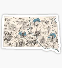 South Dakota Vintage Picture Map Sticker