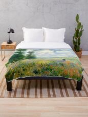 fields of poppies claude monet Throw Blanket