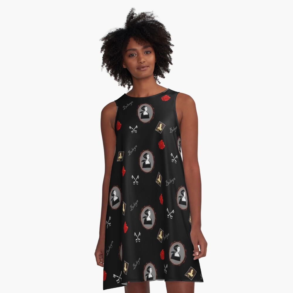 Anne Boleyn print black and red A-Line Dress