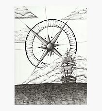 Ship and Compass Photographic Print