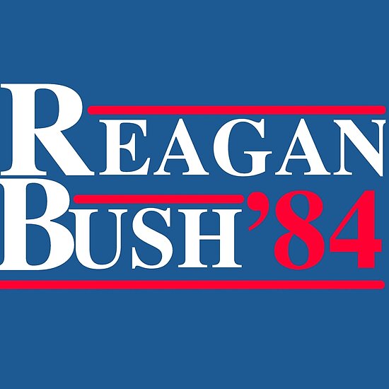 "Reagan Bush '84 Retro Logo Red White Blue Election Ronald 1984