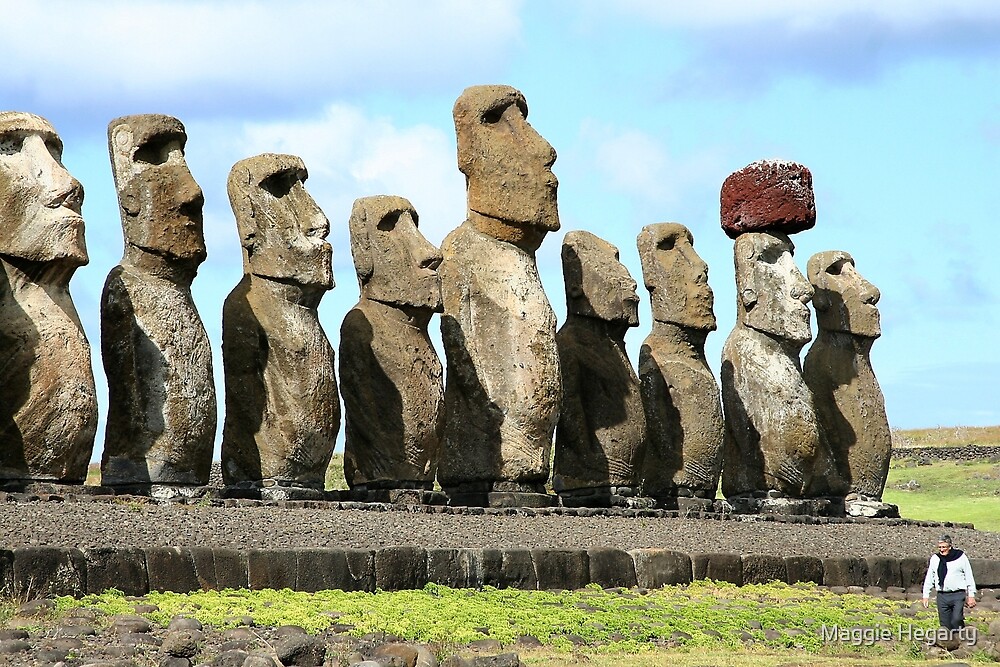 "Line of Moai statues, Easter Island" by Maggie Hegarty Redbubble