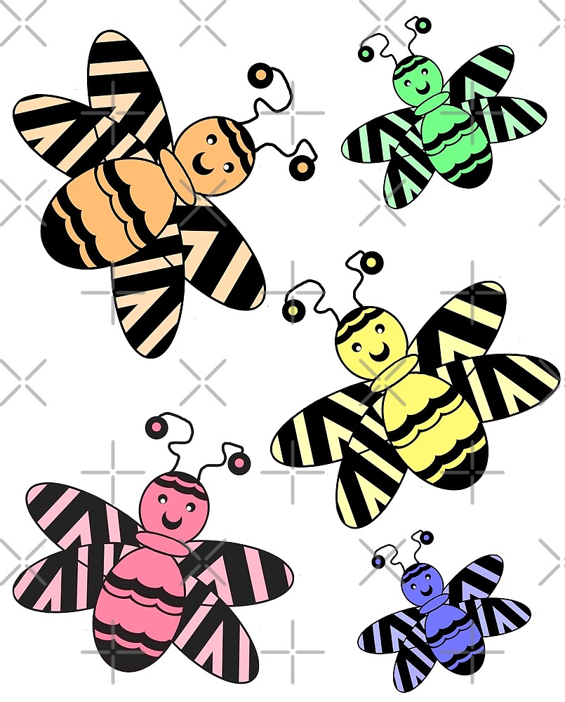 "Colorful Bees" by CarolM | Redbubble