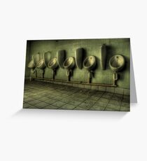 Toilets are cleaned hourly Greeting Card