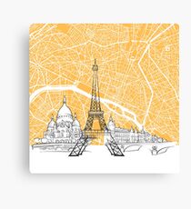 Paris France Skyline Map Canvas Print