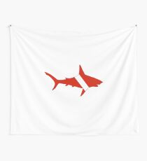 Shark Scuba Diver Silhouette Wall Tapestry
