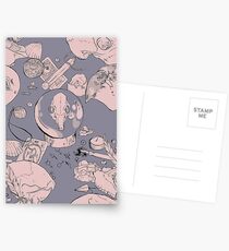 Postales Pagan Calaveras en colores pastel
