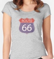 Route 66 Road Sign Fitted Scoop T-Shirt