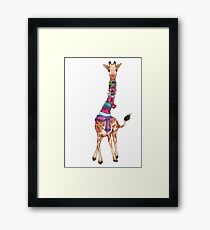 Cold Outside - Cute Giraffe Illustration Framed Print