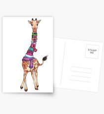 Kalte Außenseite - nette Giraffen-Illustration Postkarten