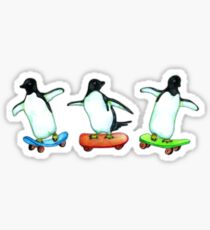 Happy Wheels - Penguins on Skate Boards Sticker