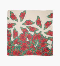 Ruby & Emerald Butterfly Dance - red, teal & green butterflies on cream Scarf