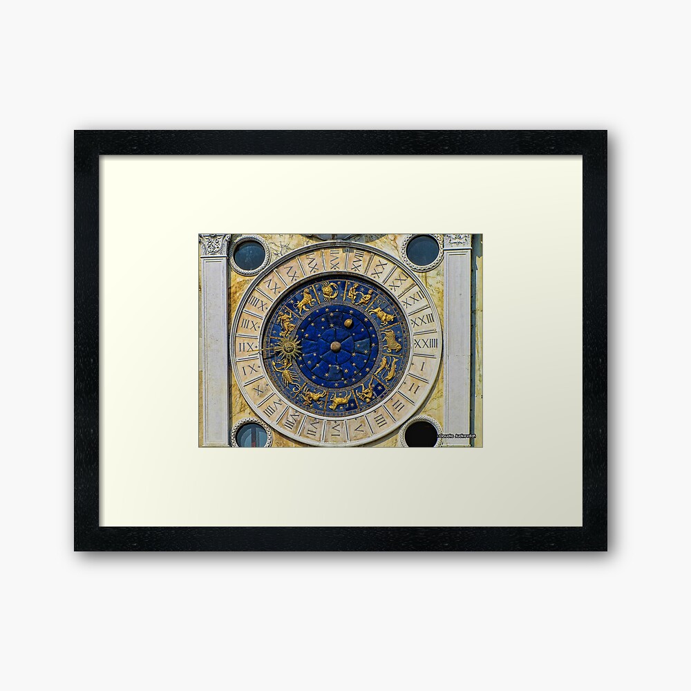 Reloj Astrológico, Venecia, Italia Lámina enmarcada