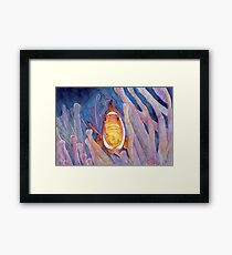 Clownfish Tropical fish Nemo with Anemones Summer Print Watercolors Framed Print