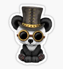 Pegatina Steampunk Baby Panda Bear Cub