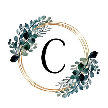 Pretty Gold Monogram Letter C Blue - Monogram C - Magnet