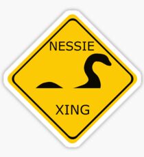 Caution Nessie Crossing Sign Sticker