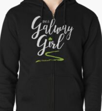 I'm a Galway Girl, white and green Zipped Hoodie