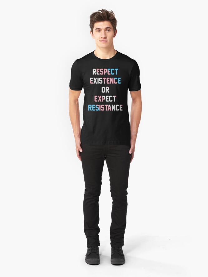 Alternative Ansicht von TRANS PRIDE FLAG - RESPEKT EXISTENZ ODER ERWARTUNGSWIDERSTAND Slim Fit T-Shirt