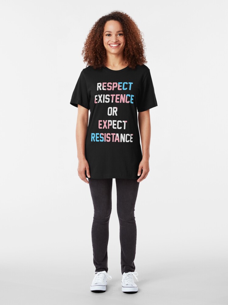 Alternative Ansicht von TRANS PRIDE FLAG - RESPEKT EXISTENZ ODER ERWARTUNGSWIDERSTAND Slim Fit T-Shirt