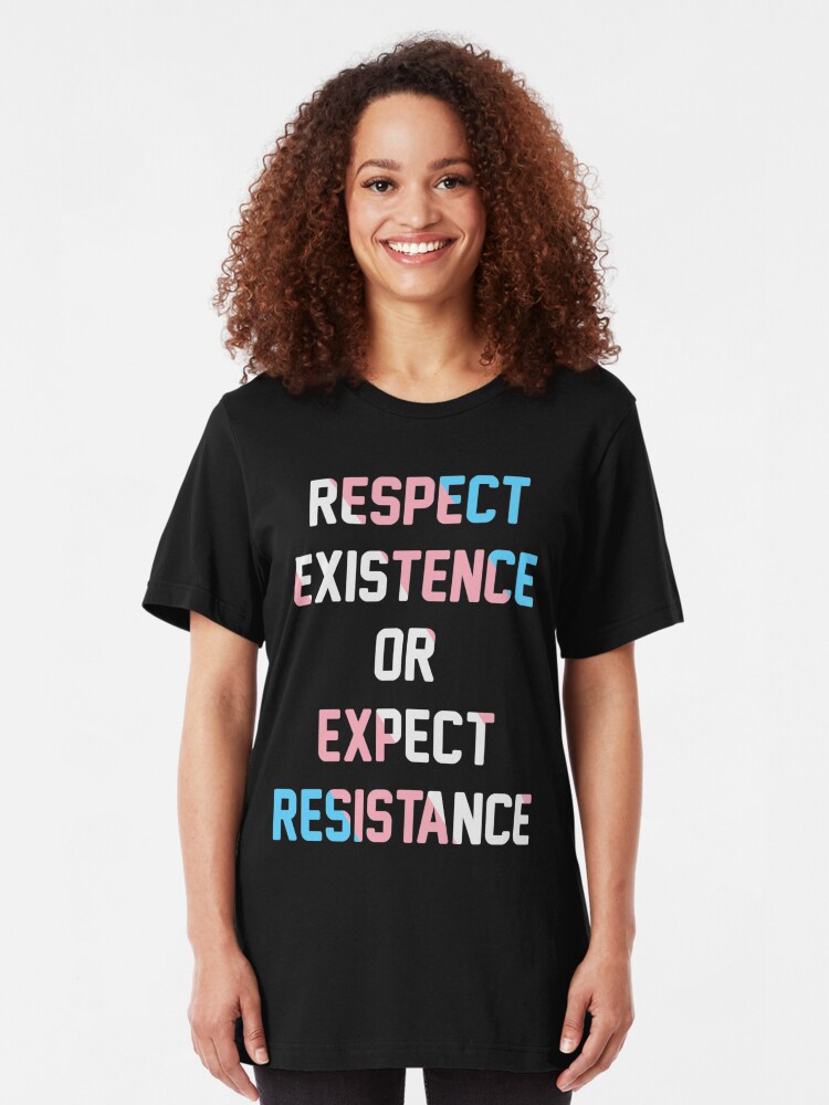 Alternative Ansicht von TRANS PRIDE FLAG - RESPEKT EXISTENZ ODER ERWARTUNGSWIDERSTAND Slim Fit T-Shirt