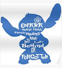 Stitch Ohana means family Poster