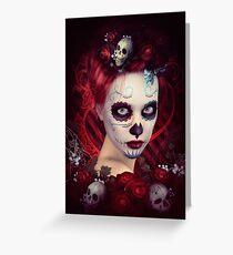 Sugar Doll Red Dia De Muertos Greeting Card