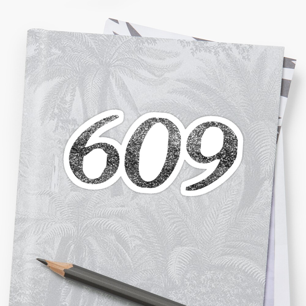 609-area-code-glitter-sticker-by-baesicclothing-redbubble