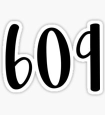 609 Area Code (Black) Sticker