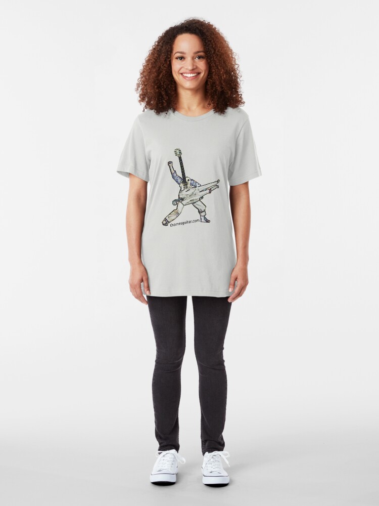 Alternate view of Power stance Guitar God Playing Human Slim Fit T-Shirt