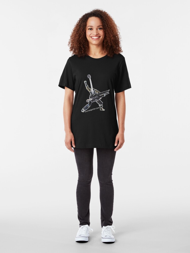 Alternate view of Power stance Guitar God Playing Human Slim Fit T-Shirt