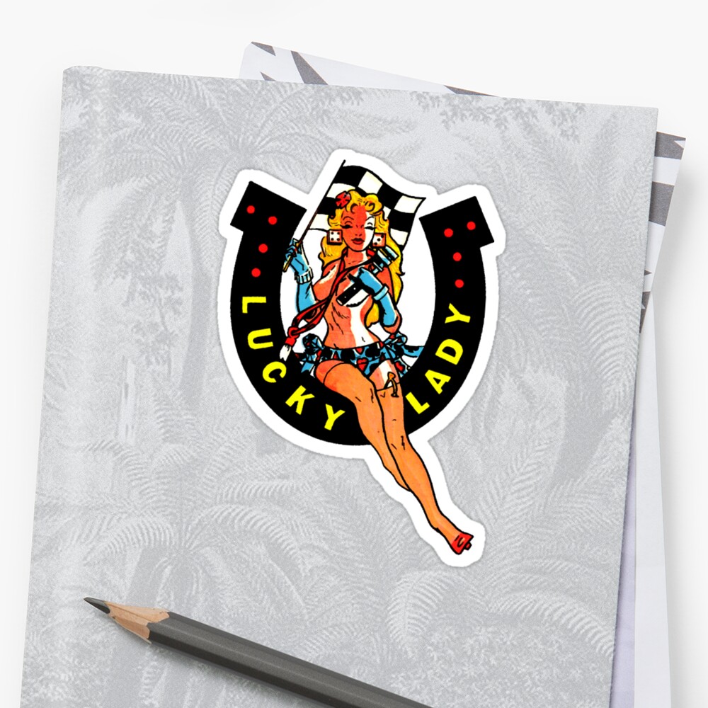 Lucky Lady Hot Rod Pin Up Vintage Decal Sticker By Hilda74 Redbubble