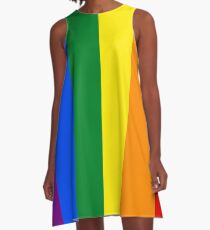Vertical Gay Pride Rainbow Flag A-Line Dress