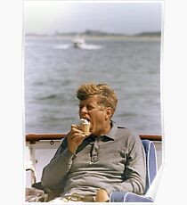 JFK Eating Ice Cream Poster