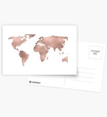 Weltkarte Rose Gold Shimmer Postkarten