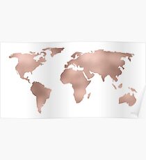 Weltkarte Rose Gold Shimmer Poster