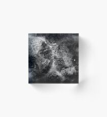 Antique Map Space Stars Black and White Acrylic Block